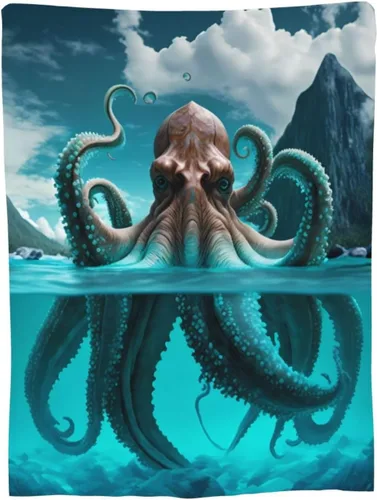 Manta de pulpo para adultos, mullida, ligera, súper suave, cálida y acogedora, manta de franela de felpa para decoración de cama, sofá o silla, 60 x
