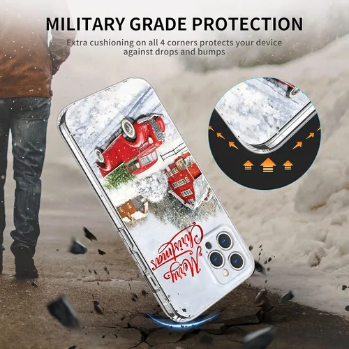 Miniatura 3 de Newseego Funda de Navidad para iPhone 12 Pro Max, serie a prueba de golpes, antiamarilla, policarbonato duro + TPU para mujeres y niñas, lindo coche