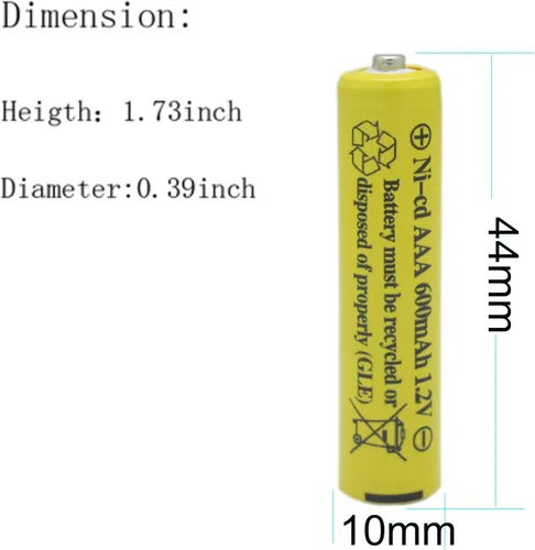 Miniatura 2 de NiCd AAA 1.2V 600mAh Triple A baterías recargables para luz solar lámpara solar luz jardín (12 PCS)