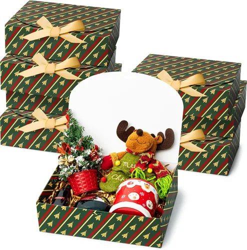 Miniatura 8 de SWANGSA Juego de 11 cajas de regalo negras con tapas, cajas de regalo de papel kraft de 10.6 x 8 x 3 pulgadas para regalos, caja de propuesta