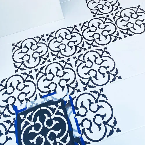 Miniatura 3 de STENCILIT® Scandinavian Plantilla grande para piso - XL de 18 x 18 pulgadas, plantilla de azulejos, plantillas para pintar pisos, plantillas