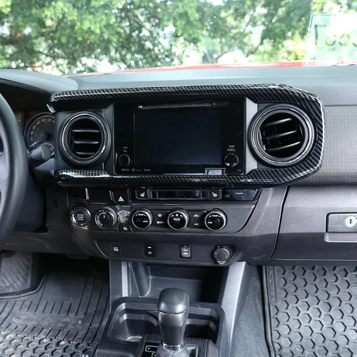 Miniatura 11 de YIWANG - Cubierta para panel de salpicadero de consola central de ABS para Toyota Tacoma 2016-2020, accesorios de coche de conducción izquierda Negro