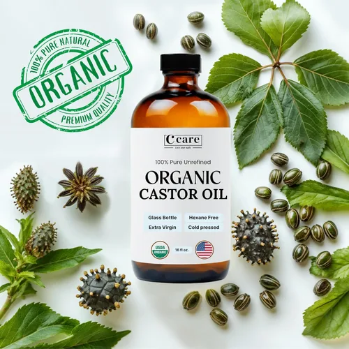Miniatura 3 de Aceite de ricino 100% puro orgánico prensado en frío sin refinar botella de vidrio Certificado USDA orgánico Sin hexano extra virgen