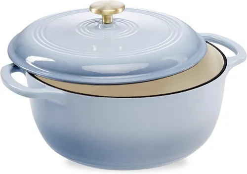 Miniatura 25 de Best Choice Products - Horno holandés redondo de hierro fundido esmaltado de 6 cuartos de galón, utensilios de cocina pretratados de alta