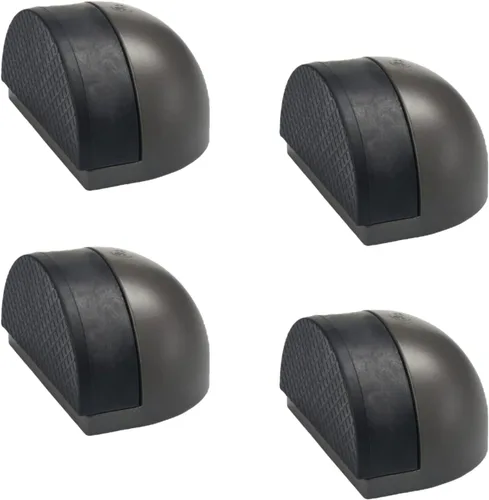 Tope de puerta de suelo con almohadilla de goma, paquete de 4 topes de puerta en forma de semicírculo, pared protectora (2 pulgadas x 4 unidades,