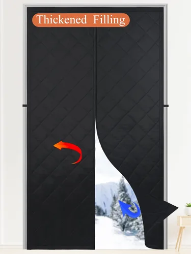 Cortina de puerta con aislamiento térmico magnético mejorado, relleno de fibra de poliéster grueso y tela Oxford más gruesa, puerta de pantalla