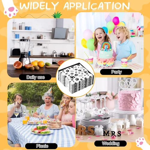 Miniatura 7 de CHENGU 100 servilletas con estampado de patas, 2 capas, suministros de fiesta, suministros de fiesta de animales de granja, para cumpleaños temático