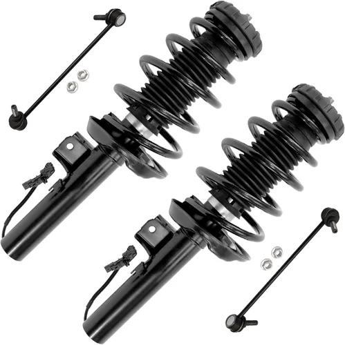Miniatura 105 de Detroit Axle - Kit de 4 barras estabilizadoras delanteras para Ford F-150 2021 2022 2023 2024, 2 puntales con resorte helicoidal, 2 eslabones