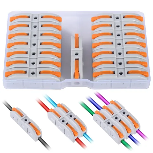 Miniatura 10 de Kit de conectores de palanca para cables eléctricos de conexión rápida, para terminales en línea compactos, 28-12 AWG, 1 entrada 1 salida, 60 piezas