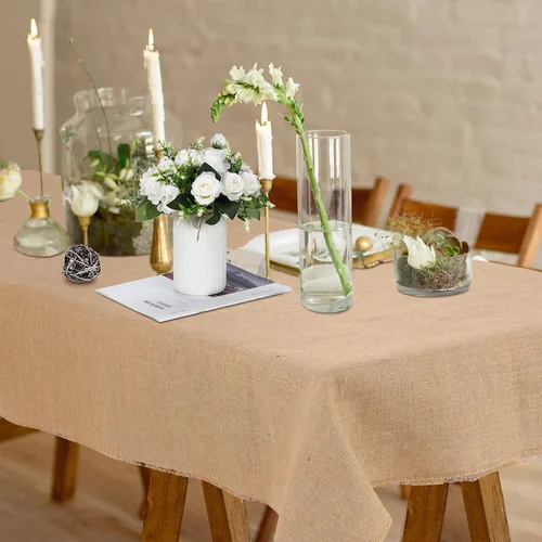 Miniatura 4 de Kingdder Mantel rectangular de arpillera natural para boda, rústico, para boda, fiesta, recepción, despedida de soltera, picnic al aire libre