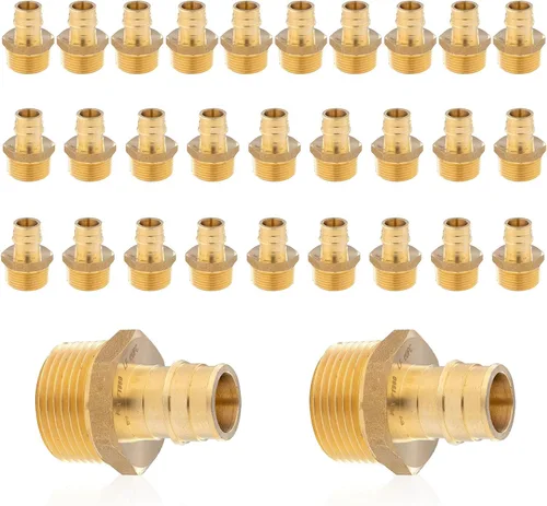 Miniatura 23 de Paquete de 5 accesorios de expansión Seelink PEX-A, adaptador NPT roscado macho de 1/2 x 3/4 pulgadas, accesorio de tubería de expansión de latón