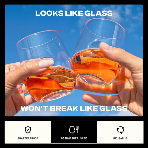 Miniatura 3 de GOVINO Copas de vino de plástico irrompibles – Cristalería Tritan irrompibles sin tallo, tazas elegantes que parecen vidrio, 12 onzas, juego de 2