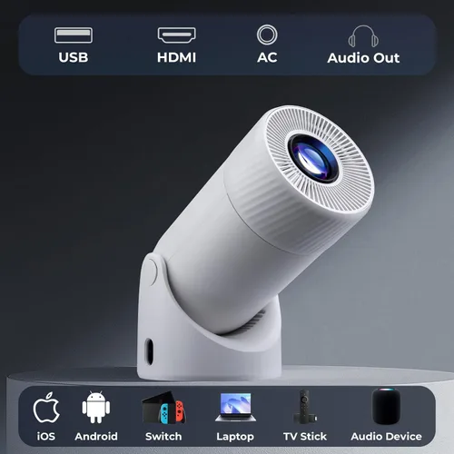 Miniatura 9 de Mini Proyector Soporta 4k, Wifi, Bluetooth, y Rotación de 180 Grados Altavoz Integrado Se Conecta a Teléfono iPhone/Android/TV Stick, Proyector
