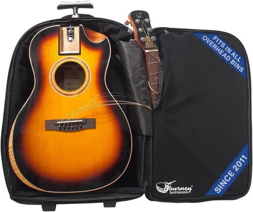 Miniatura 17 de Journey Instruments Guitarra de viaje de fibra de carbono – OB660M Guitarra acústica de bajo portátil con sistema plegable patentado – Estuche