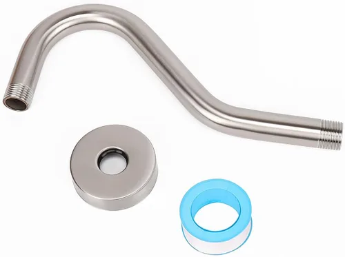 Miniatura 8 de NearMoon Brazo de extensión de ducha en forma de J, extensor de altura de cabezal de ducha de acero inoxidable con brida, diseño de tubo elevador