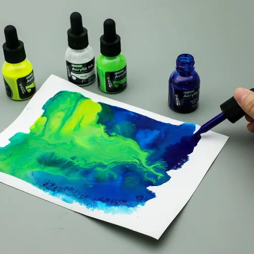 Miniatura 2 de Mont Marte Tinta Acrílica Premium 12 piezas x 20 ml (0,7 fl.oz. EE.UU.), Tintas acrílicas para artistas, colores esenciales, ideal para aerógrafo