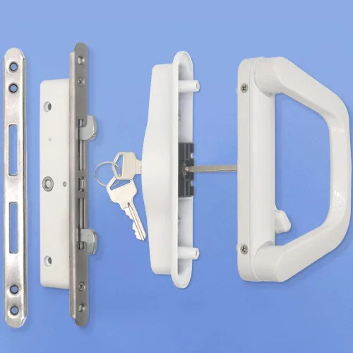 ALLYWASAI Juego de manijas de puerta corrediza de patio con cerradura de mortaja, adecuado para puertas corredizas de patio de vidrio con grosor de