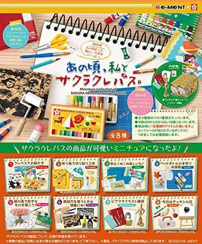 Re-Ment Miniatura Sakura Color Productos Papelería Boceto Conjunto Completo 8 Paquetes Rement