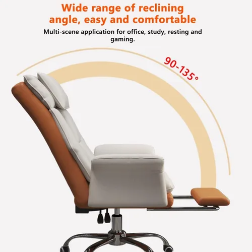 Miniatura 4 de Silla de oficina ejecutiva, silla de oficina grande y alta, silla ergonómica de cuero, sillas de escritorio para oficina en casa, sillas de negro