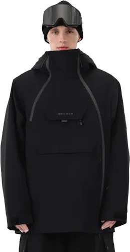 Chaqueta de esquí para hombre 3L Anorak de snowboard, chamarra de nieve holgada con capucha, impermeable, cortavientos, aislante, para invierno
