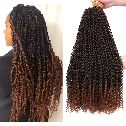 Miniatura 13 de Dorsanee Cabello Passion Twist Ombré de 18 pulgadas, 6 paquetes, Cabello de Ganchillo Water Wave, Cabello Largo Bohemio Rizado para Trenzar