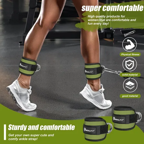 Miniatura 7 de NEALFIT Correa de tobillo para máquina de cable, tobillera de gimnasio para patadas, extensiones de piernas, entrenamientos de glúteos, abductores