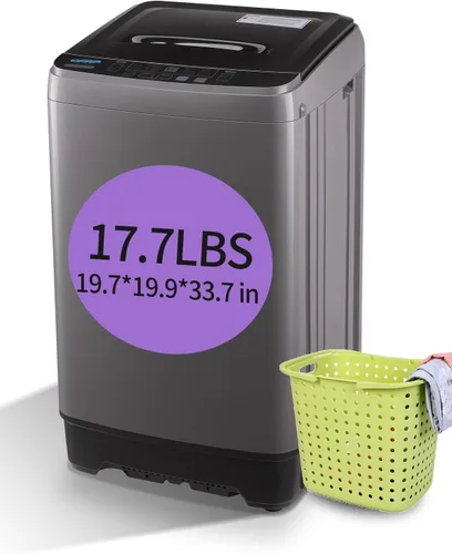 KRIB BLING - Lavadora completamente automática con bomba de drenaje, lavadora compacta de 17.7 libras, 10 programas de lavado y 8 niveles de agua,