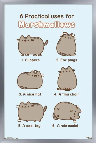 Miniatura 10 de Trends International Pusheen - Póster de pared de malvavisco, 14.725 x 22.375 pulgadas, versión enmarcada de madera de granero