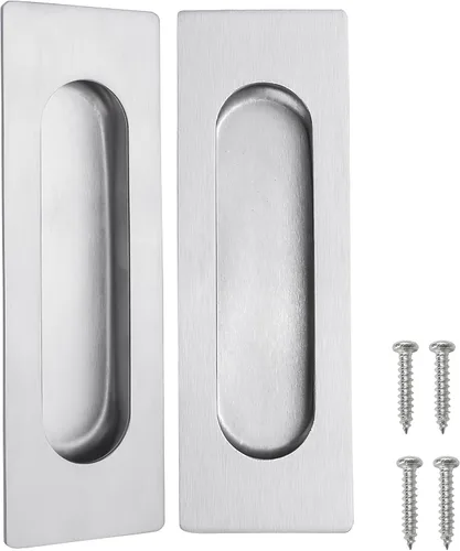 CozyTower Tiradores empotrados de 4.72 pulgadas para puerta de armario, armario de cocina, manija de puerta corrediza pequeña, herrajes Acero