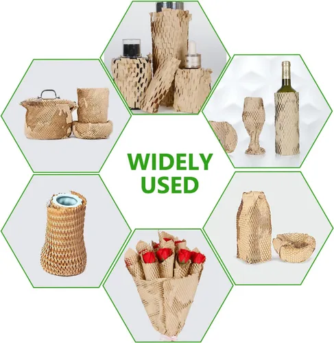 Miniatura 6 de Papel de embalaje de nido de abeja, rollo de envoltura de burbujas de 15 x 200 pies para envíos en mudanza, embalaje de regalo, papel