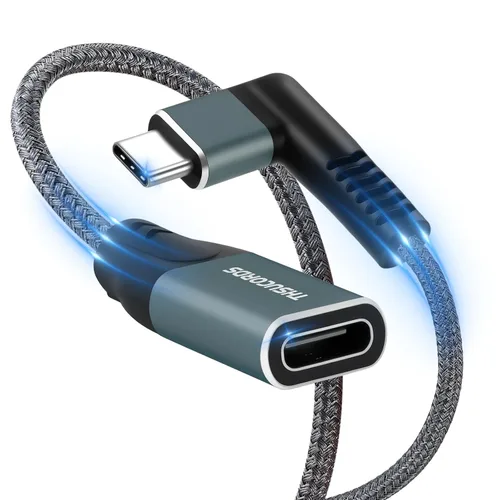 Miniatura 9 de Thsucords Cable de extensión USB C de 100 W, 0.3 pies, 10 Gbps 90 grados en ángulo recto USB C 3.2 macho a hembra, extensor de video 4K, cable