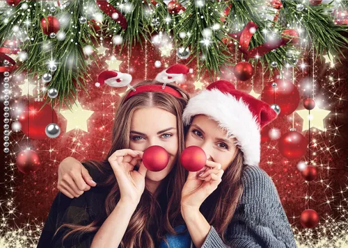 Miniatura 2 de Telones de fondo de Navidad con temática de bola roja, fondo de estrellas brillantes, telón de fondo de año nuevo para decoración de fiesta