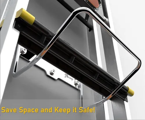 Miniatura 3 de JBscoop 2 ganchos de escalera de montaje en pared para cochecitos de almacenamiento de escalera y silla plegable, soporte de escalera resistente a