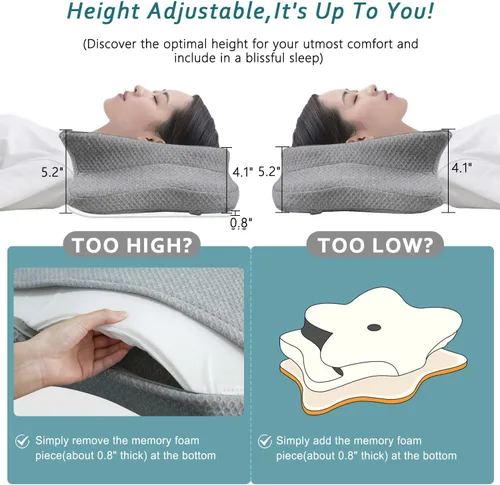 Miniatura 4 de CHxxy Almohada cervical para el cuello para aliviar el dolor de dormir, almohadas de espuma viscoelástica de contorno, almohadas ergonómicas