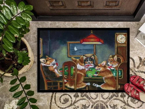 Miniatura 3 de Caroline's Treasures 7416JMAT Corgi Playing Poker - Tapete para puerta delantera, 24 x 36 pulgadas, para interiores y exteriores, para entrada