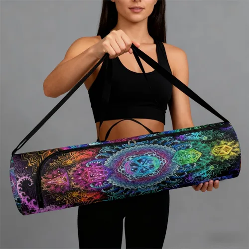 Miniatura 6 de Mandala Yoga Mat Bolsa Portador Cremallera Completa Tamaño Extra Grande 7.9 in*29.9 in Correa Ajustable Pilates Gimnasio Tote Bag Ejercicio Noche