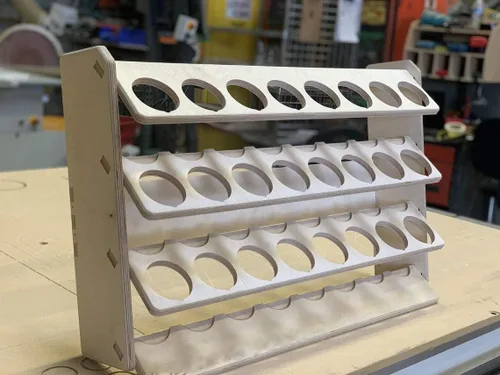 Soporte de lubricante para latas de aerosol, estante de almacenamiento, estante de madera, organizador de madera contrachapada de 24 ranuras