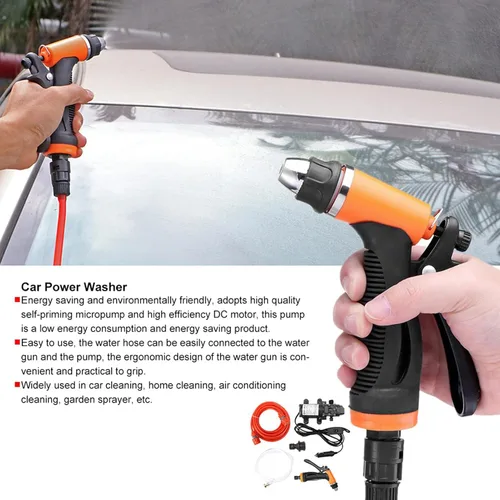 Miniatura 2 de Pulverizador eléctrico portátil de 12 V para lavadora de autos – Lavadora de vehículos de alta presión de 80 W para automóviles, SUV y limpieza al
