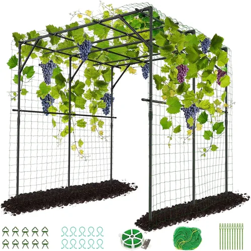 Miniatura 13 de DoCred Enrejado de arco de jardín alto para plantas trepadoras, 87 pulgadas de alto, soporte de metal para plantas trepadoras, arcos de enrejado