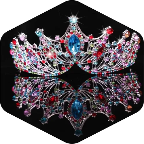 Miniatura 11 de Kamirola Corona de Reina Barroca, Corona Nupcial de Boda con Diamantes de Imitación y Tiaras Diadema de Cristal Para Cumpleaños Baile de Graduación