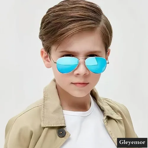 Miniatura 10 de Gleyemor Lentes de sol polarizados estilo aviador para niños y niñas, jóvenes, adolescentes, dos tamaños de 1.969 in y 2.047 in