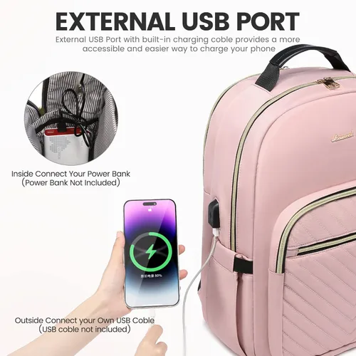Miniatura 6 de LOVEVOOK - Mochila de 15.6 pulgadas para laptop, para mujer, bolsa de laptop para mujer, mochila de viaje impermeable, elegante mochila para mujer