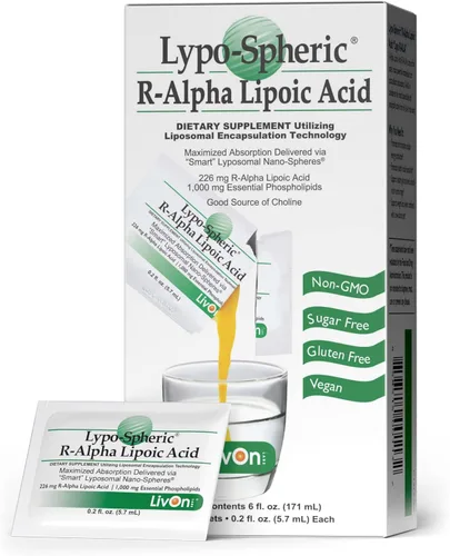 LivOn Laboratories Ácido lipoesférico R-alfa lipoico - 30 paquetes - 226 mg por paquete - Liposoma encapsulado para una máxima biodisponibilidad -