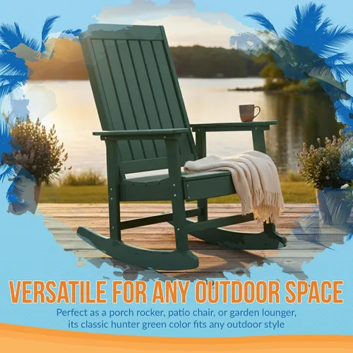 Miniatura 8 de Island Retreat Ez-Care - Silla mecedora Adirondack de madera de teca, perfecta como silla mecedora para patio, sala de estar o al aire libre