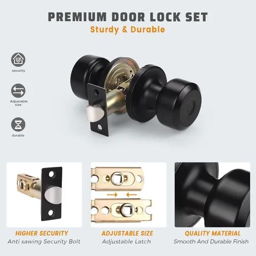 Miniatura 4 de KNOBWELL Paquete de 4 pomos de puerta cuadrados modernos para paso, pomos de puerta interiores, manija de puerta de pasillo y armario, color negro