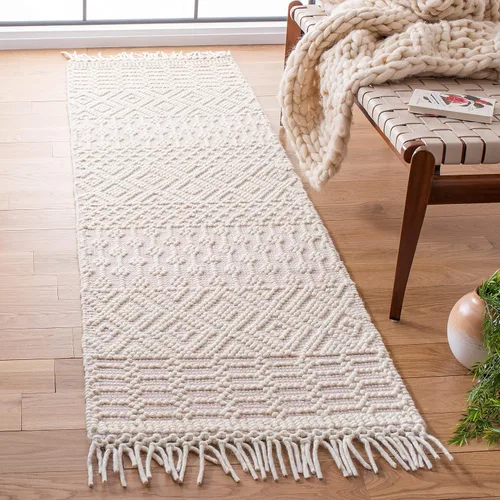 Miniatura 18 de SAFAVIEH Natura Collection - Alfombra decorativa de 2 x 3 pies, color marfil, con flecos de lana marroquí bohemia, hecha a mano, ideal para zonas