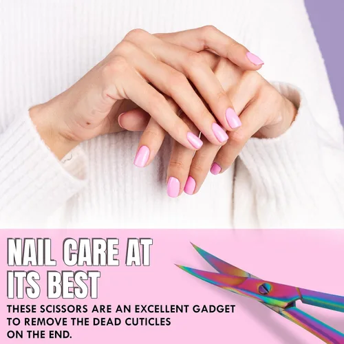 Miniatura 8 de Tijeras de uñas para uñas, cejas, bigote, facial, nariz, oído, peluquería, multiusos, tijeras de belleza pequeñas, cuchillas curvadas y afiladas