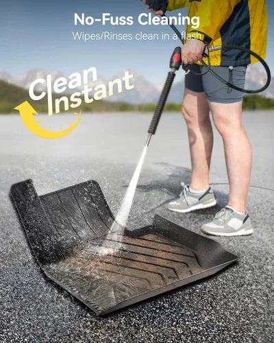 Miniatura 4 de 3W - Alfombrillas de piso para automóvil, para todo tipo de clima, de elastómero termoplástico (TPE), juego completo para 1ª y 2ª filas, color negro