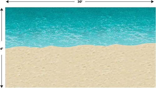 Miniatura 2 de Fondo de playa, océano y cielo azul de 30', Paquete de 1, azul, (Blue/Sand)