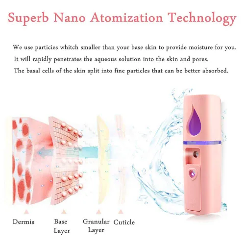 Miniatura 2 de Vaporizador Facial Portátil Nano Mini Atomizador Facial para Atomización de Extensiones de Pestañas con Espejo y Tanque de Agua Visual de 20ml